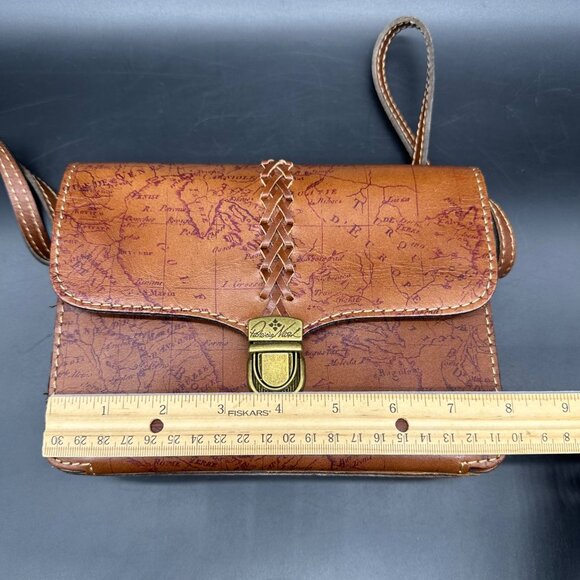 Patricia Nash Brown Leather Crossbody Shoulder Bag Purse Removable Strap Clutch - Picture 12 of 13